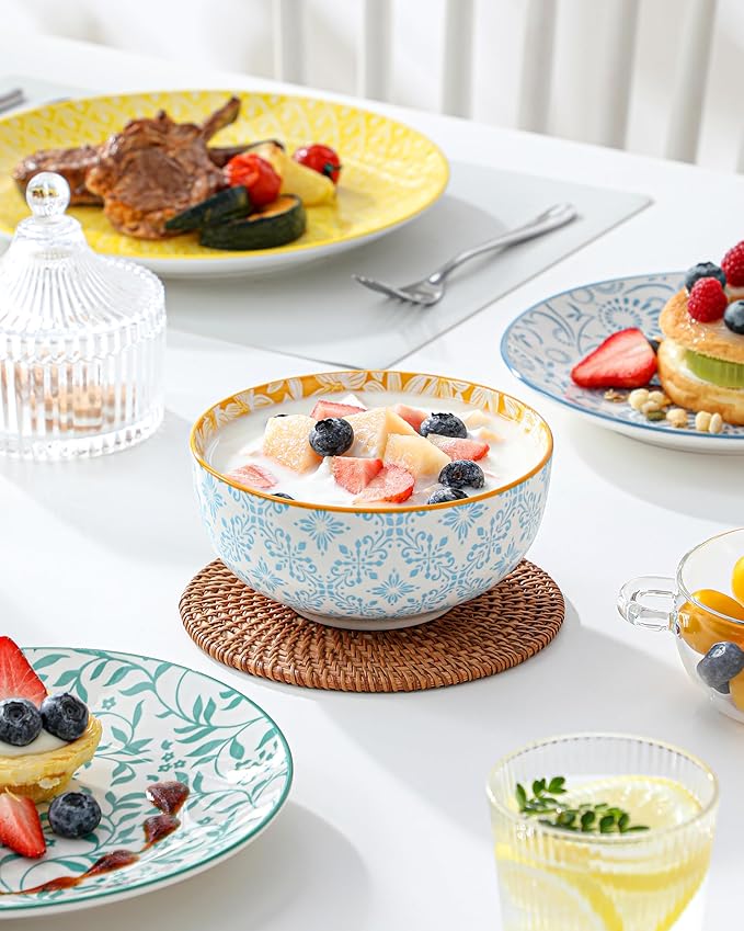 vancasso SELENE Plates and Bowls Set for 6 18 Pieces Dinnerware Sets Mircowave and Dishwasher Safe Dishes Set Porcelain Pastel Dinnerware