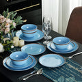 Melamine Dinnerware Set Plates And Bowls Sets for 4 12PCS Blue Color Dinnerware Sets Unbreakable Dinnerware Dishwasher Safe BPA Free(Blue)