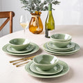 AmorArc Ceramic Dinnerware Sets Handmade Stoneware Reactive Glaze Plates and Bowls Set Scratch Resistant | Dishwasher &amp Microwave Safe Dishes Set Service for 4 (12pc)
