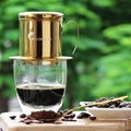 Vietnamese Coffee Maker Filter Phin Small French Press Portable Cup Single Serve Coffee Makers Gift for coffee lovers (Gold 1)