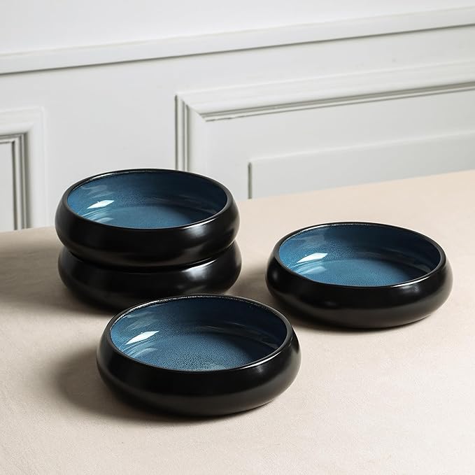 Stone Lain Lagoon 12-Piece Dinnerware Set Stoneware Plates and Bowls set Microwave and Dishwasher Safe Dish Set for 4 Blue
