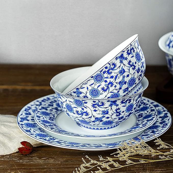 Dinnerware Set Dinner Party Tableware Service Set Ceramics Dinner Sets 26 Pieces Blue and White Porcelain Dinnerware Set