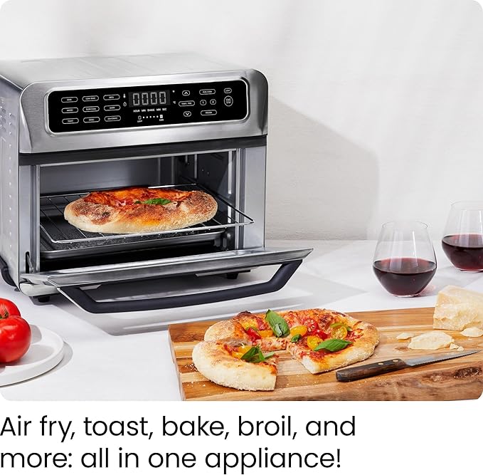CHEFMAN Air Fryer Toaster Oven XL 20L Healthy Cooking &amp User Friendly Countertop Convection Bake &amp Broil 9 Cooking Functions Auto Shut-Off 60 Min Timer Nonstick Stainless Steel Shade Sel