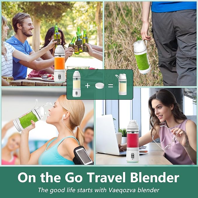 Vaeqozva 700ml Portable BlenderPersonal Blender USB Rechargeable for Shakes and SmoothiesWHITE 98x98x326mm