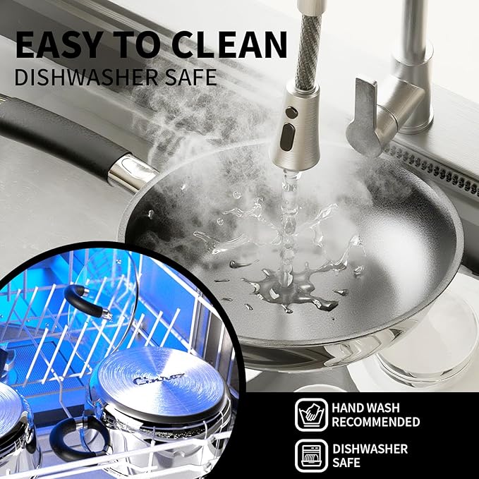 Non Stick Frying Pans Stainless Steel Kitchen Nonstick Cookware Set of 3 10” 11.5” 5” Pan Compatible with All Stoves