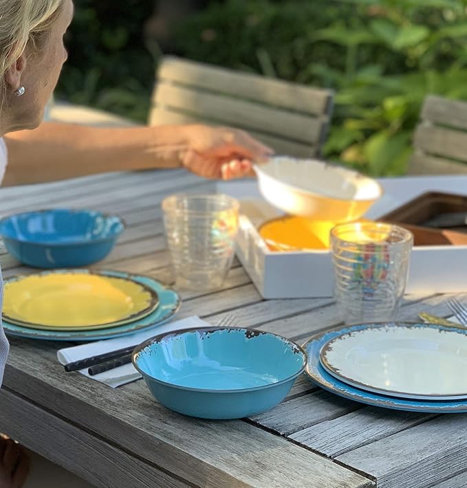 Fox Run Melamine Dinnerware Set Multicolor 12 Piece