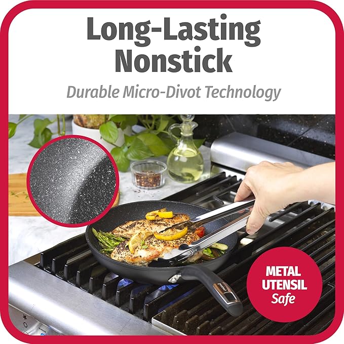 GoodCook 3-Piece Micro-Divot Nonstick Aluminum Fry Pan Set with Silicone Handles Includes 8 10 and 12 Fry Pans Long-Lasting Nonstick Superior Cooking Ergonomically Designed Easy to Clean