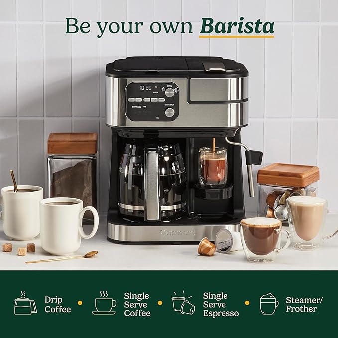 Cuisinart Coffee Center Barista Bar 4-in-1 Coffee Maker Single-Serve Pods Compatible Coffeemaker Three Brewing Sizes SS-4N1NAS Black