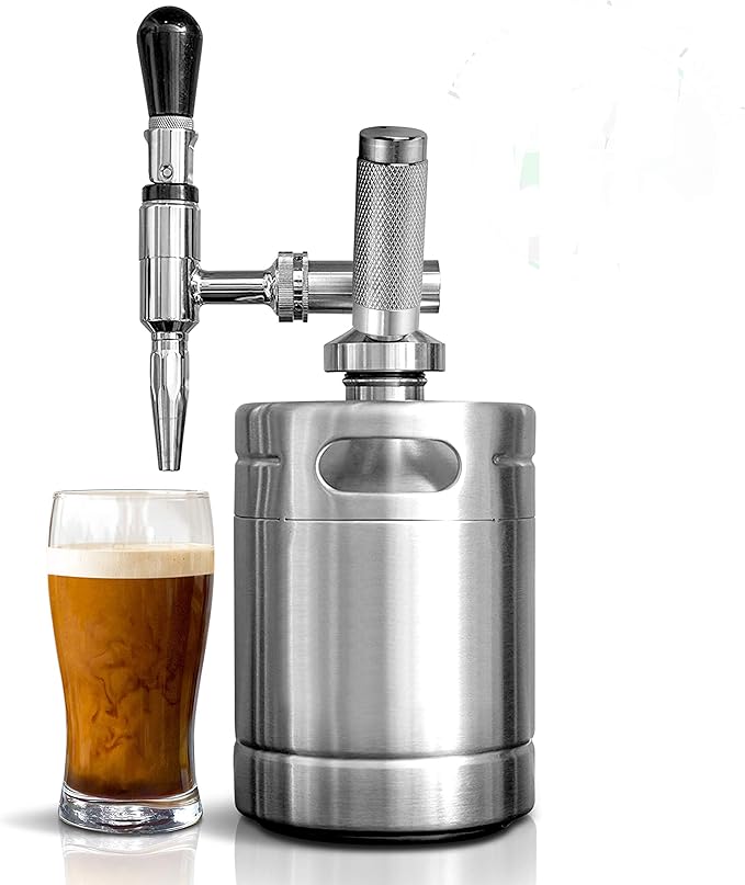 NutriChef Nitro Cold Brew Coffee Maker - Home Brew Coffee Keg Nitrogen Coffee Machine Dispenser System w/ Pressure Relieving Valve Kit &amp Stout Creamer Faucet Stainless steel - NutriChef NCNTROCB