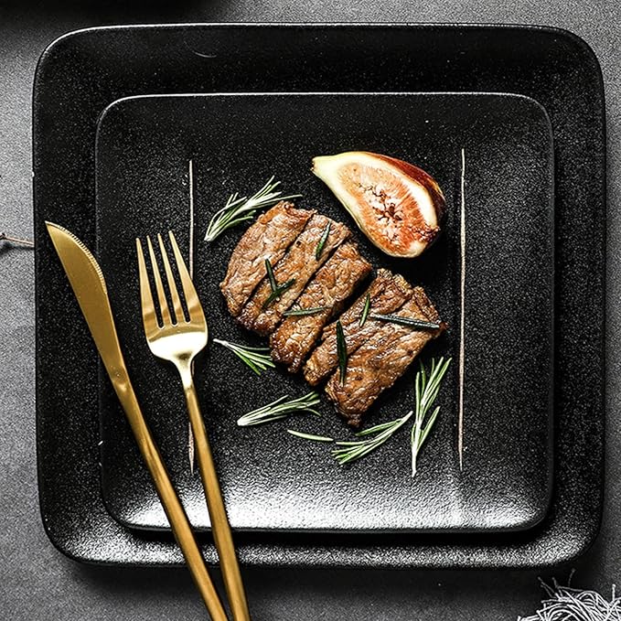 20 Pieces Porcelain Dinnerware Set Kitchen Dinner Set Square Ceramics Plates and Bowls Sets Dishes Set