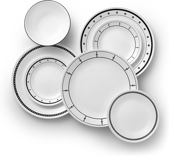 Corelle Vitrelle 18-Piece Service for 6 Dinnerware Set Triple Layer Glass and Chip Resistant Lightweight Round Plates and Bowls Set Ocean Blue
