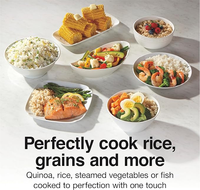 Proctor Silex Rice Cooker &amp Food Steamer 6 Cups Cooked (3 Cups Uncooked) Includes Steam and Rinsing Basket Black (37510)