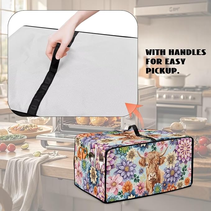 Doojoayie Kitchen Toaster Dust Cover 4 Slice Toaster Dust Protection Cover Highland Cow Print Kitchen Decoration Small Appliance Protector for Bread Making Machine