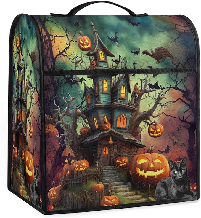 cfpolar Kitchen Aid Mixer Cover Compatible with 6-8 Quarts Halloween Pumpkins Castle Bats Stand Mixer Cover Kitchen Aid Mixers Accessories Appliance Organizer Bag Dust Covers with Zipper Pocket