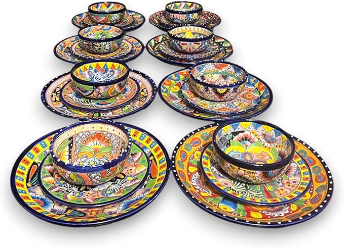 Handmade Talavera 32-Piece Dinnerware Set | Mexican Pottery for 8