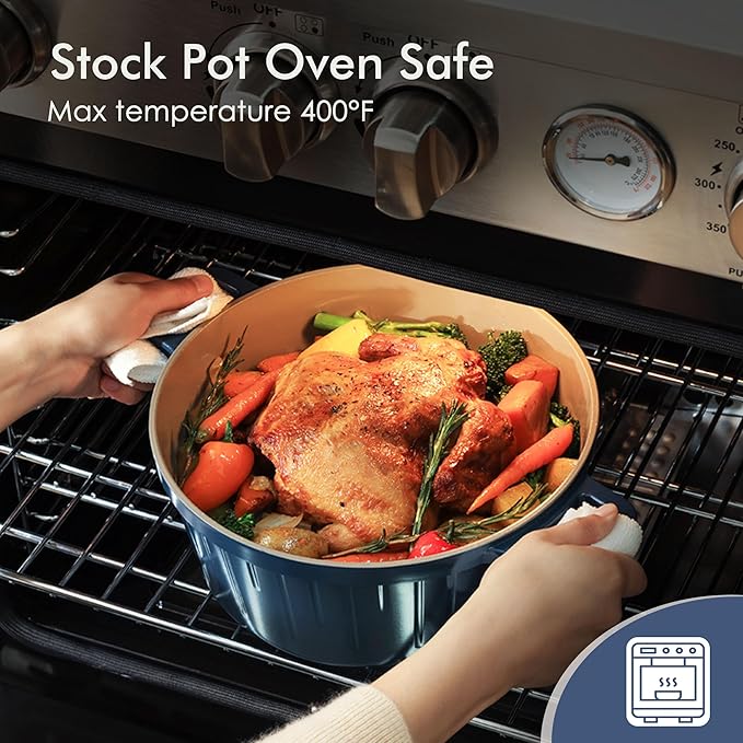 SENSARTE Ceramic Cookware Set Non-toxic 14 Pcs Nonstick Pots and Pans Set Dishwasher Safe Induction Cookware Healthy Kitchen Cooking Set PFOA/PFAS/PTFE Free