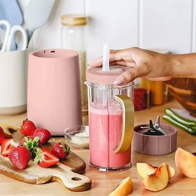 Personal Blender Set 12-Piece 240W Compact Single Serve Blender with Blending and Grinding Cups BPA-Free Dishwasher Safe (Rose)