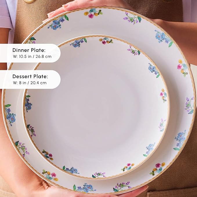 Karaca New Brillo 53-Piece Dinnerware Sets for 12 People Modern Design New Bone China Dinner Set Kitchen Set with Serving Plates Toothpick Holder