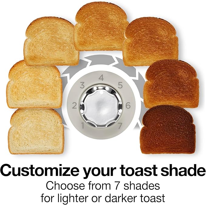 Proctor Silex Plastic 2 Slice Toaster Bagel Defrost &amp Cancel Buttons Browning Control With 7 Shades Auto Shutoff Slide-Out Crumb Tray Oat White (22660)
