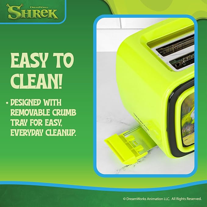 Uncanny Brands Shrek Retro TV Toaster with Light Up Frame Two Slice Model with Shrek Artwork Themed Kitchen Appliance