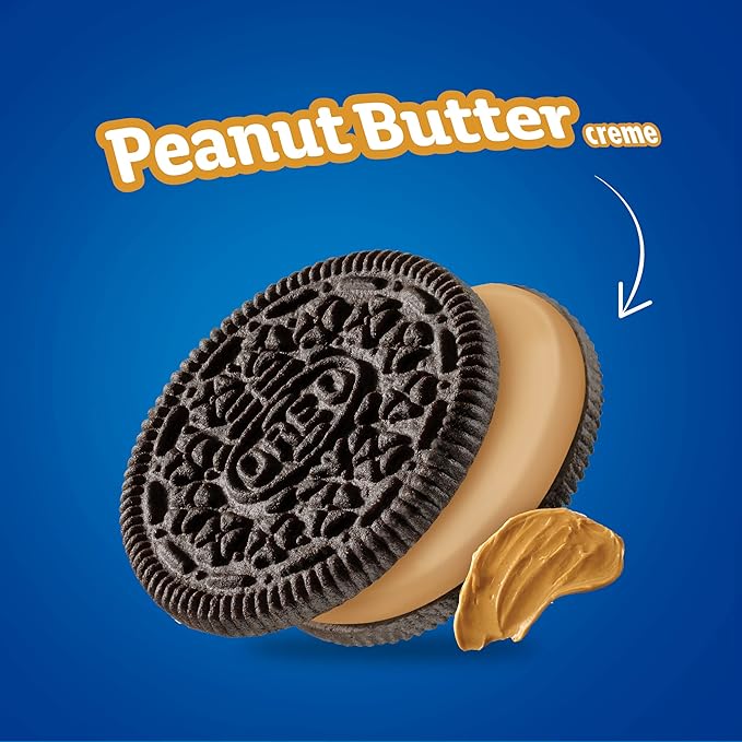 OREO Peanut Butter Creme Chocolate Sandwich Cookies Family Size 17 oz (Pack of 3)