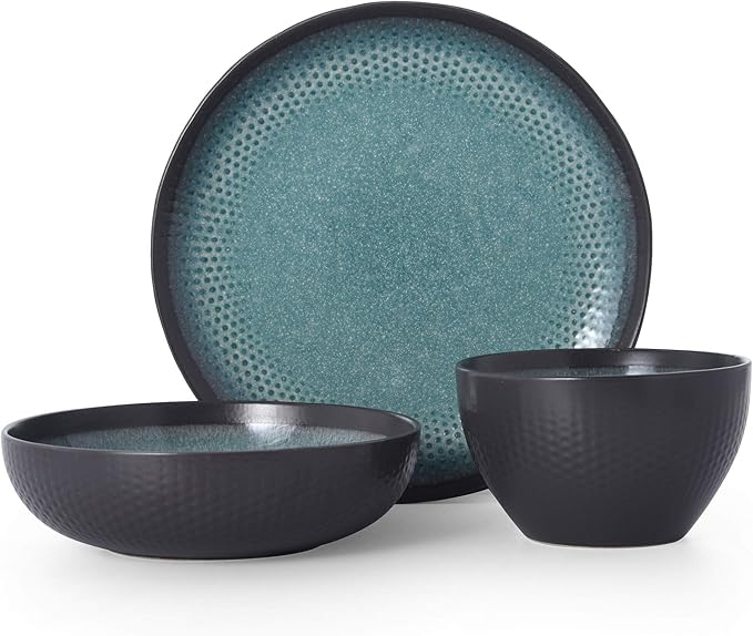Pfaltzgraff 5267773 Maddox 12-Piece Dinnerware Set teal