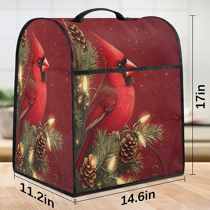 cfpolar Kitchen Aid Mixer Cover Compatible with 6-8 Quarts Christmas Holly Cardinal Stand Mixer Cover Kitchen Aid Mixers Accessories Appliance Organizer Bag Dust Covers with Zipper Pocket