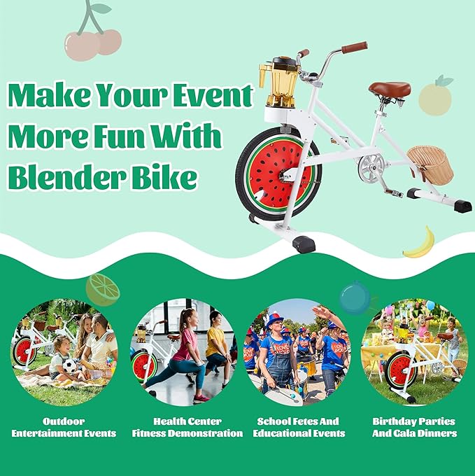 Blender Kids Commercial Other Fruit and Vegetable Machines Pedal Fruit Blender Smoothies Juicer Machine Equipment Bike (WHITE)