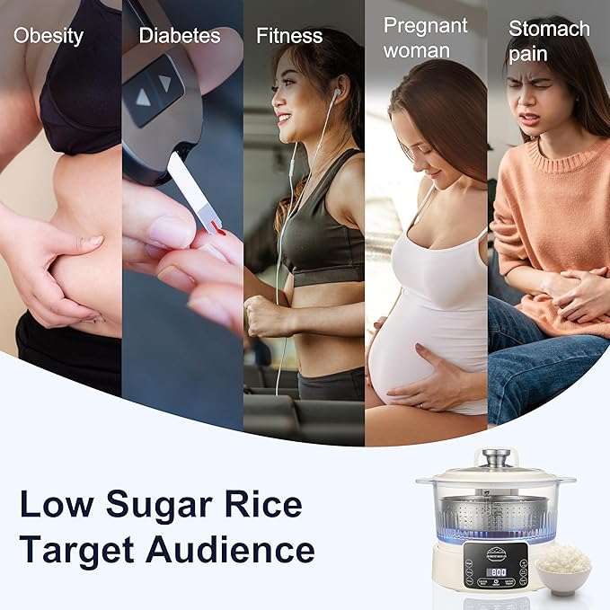 Low Carb Rice Cooker3L Multifunction Low Sugar Rice Cooker SmallReservable &amp Timable4H Keep WarmCookingSimmeringStewingSteaming All In OneIdeal for Small FamilieApartment(3LBeige)