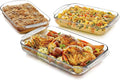 Libbey Baker's Basics 3-Piece Rectangular Glass Casserole Baking Dish Set Clear 2 Qt 2.7 Qt 3.4 Qt Transparent Stackable Dishwasher Safe