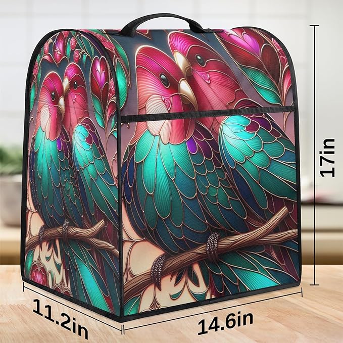 cfpolar Kitchen Aid Mixer Cover Compatible with 6-8 Quarts Bird Flower Glass Painting Stand Mixer Cover Kitchen Aid Mixers Accessories Appliance Organizer Bag Dust Covers with Zipper Pocket