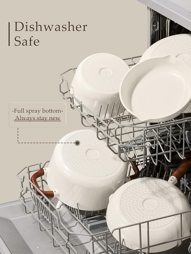 CAROTE Ceramic Cookware Sets Pots and Pans Set Non stick Non Toxic Healthy Induction Cookware 14 Pcs Nonstick Kitchen Pots and Pans Set PFAS PTFE Free Dishwasher Safe