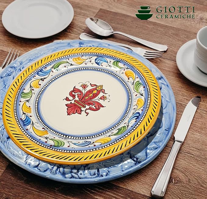 Italian Ceramic dinnerware set - Hand Painted kitchen Dishes sets for 4 - Made in ITALY Tuscany - Italian Pottery dinner plates - Home Decor Lemons ISCHIA Ceramics dishes set - Service For 4