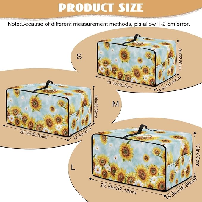 Doojoayie Small Appliance Covers Waterproof Toaster Oven Cover 6 Slice Kitchen Appliance Dust Protector 19.7x16x 10 Compatible with Toaster/Bread Machine Sunflower Print