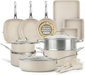 Granitestone Ceraluxe 20 Pc Ceramic Cookware Set Nonstick Complete Pots and Pans Set Non Stick for Kitchen with Bakeware Utensils &amp Steamer Non Toxic Made Without PFOA PFOS Oven &amp Dishwash
