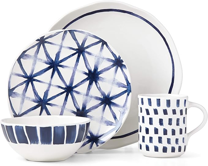 Lenox Painted Elements Indigo Sketch 16 Piece Dinnerware Set