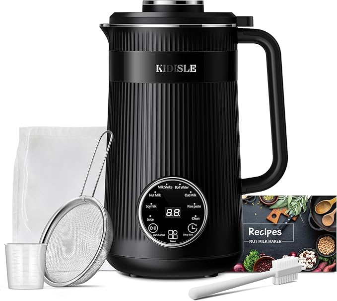 32oz Automatic Soy Machine for Homemade Almond Oat Coconut Soy Plant Based Milks and Non Dairy Beverages with Delay Start/Keep Warm/Self-Cleaning/Boil Water Black