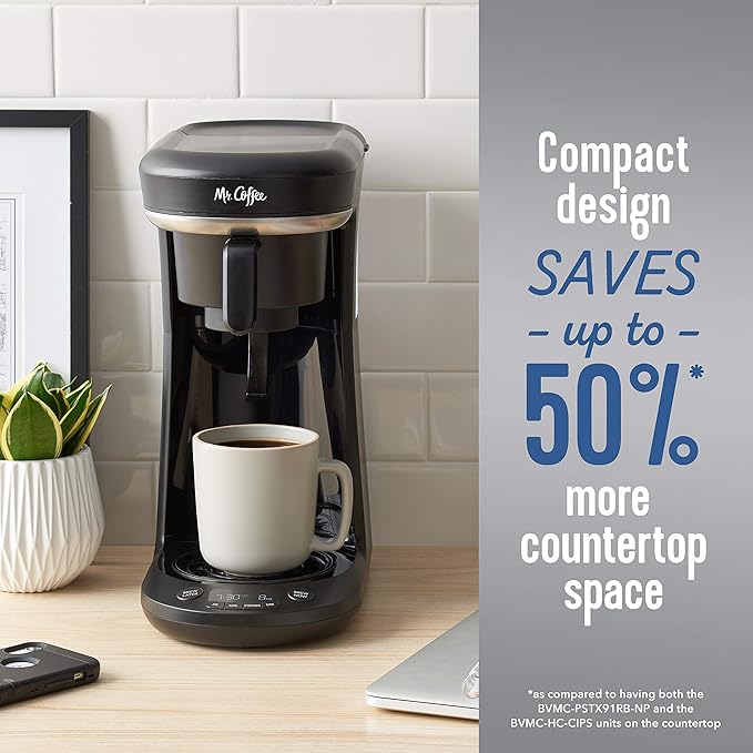 Mr. Coffee Coffee Maker Programmable Coffee Machine for Single Serve or Carafe Coffee 10 Cups Black
