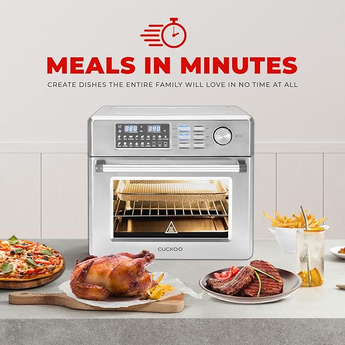 CUCKOO Air Oven | 18 Preset Modes 360 Convectional Cooking Premium Interior &amp Exterior All accessories included Black/Stainless Steel CAFO-A2601S