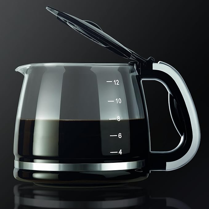 KRUPS 1500635079 Stainless Steel Programmable Coffee Maker with Glass Carafe and LCD Screen 12-cup Silver