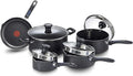 T-fal Signature 9pc Cookware Set Non Stick pots and Pans Non Toxic Cookware Set Thermo-spot Heat Indicator Dishwasher Safe Black