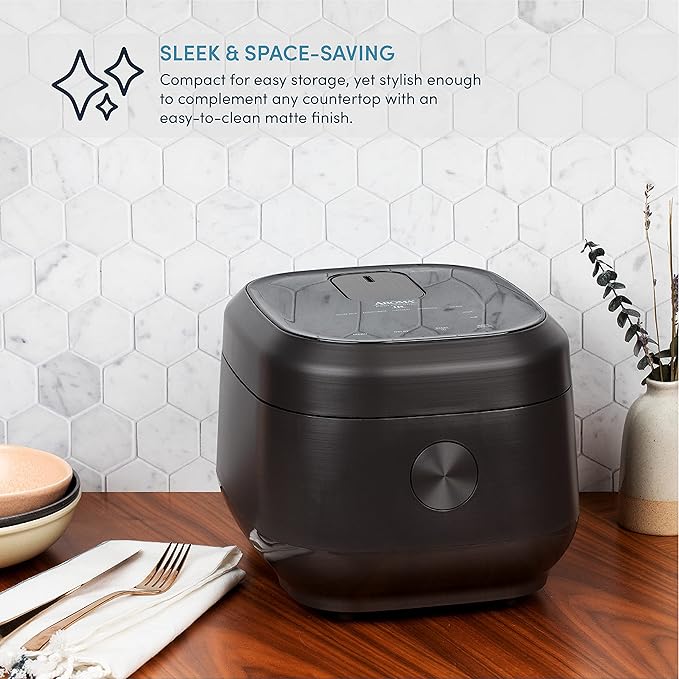Aroma Housewares Professional 12-Cups (Cooked) / 3Qt. 360° Induction Rice Cooker &amp Multicooker (ARC-7606B) Black 12 Cup