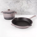BergHOFF 3Pc Neo Enameled Cast Iron Cookware Set 3qt. Dutch Oven Matching Lid Fry Pan 10 Inches Oven Safe Up To 400°F Oyster