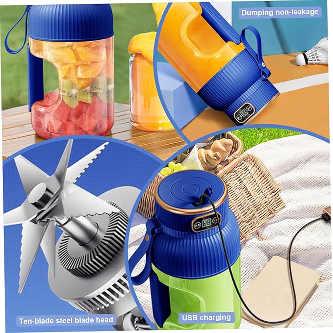Portable Blender Large Capacity Portable Juicer Blender 10 Blades Electric Personal Blenders with Anti-slip Handle Juicer Cup with Digital Display Blender Personal Size Blenders