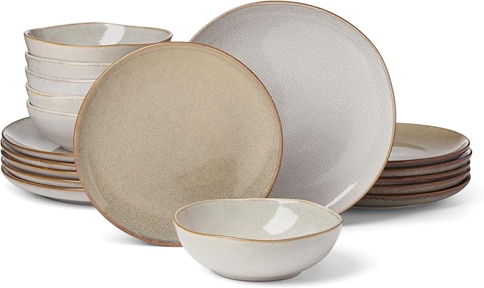 Oneida 899208 Organic Shades Oatmeal 18-Piece Dinnerware Set Service For 6