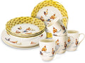 Tudor 16-Piece Premium Quality Round Porcelain Dinnerware Set Service for 4 - Country Farmyard See 10 Designs INSIDE!
