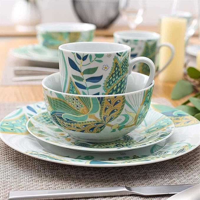 Porcelain Dinnerware Sets Plates and Bowls Sets 32-Piece Porcelain Ceramic Tableware Dinner Set with Dinner Plate Dessert Plate Cereal Bow