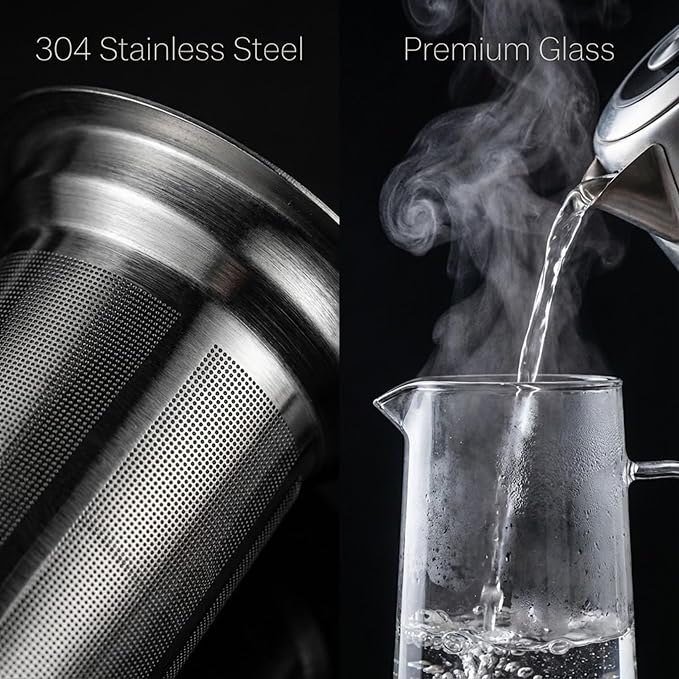 Cold Brew Coffee Maker &amp Ice Tea Maker 1.4L/48oz Cold Brew Pither Borosilicate Glass Carafe with Stainless Steel Filter Airtight Lid Dishwasher Safe Easy to Use | Mannual &amp Brush Included