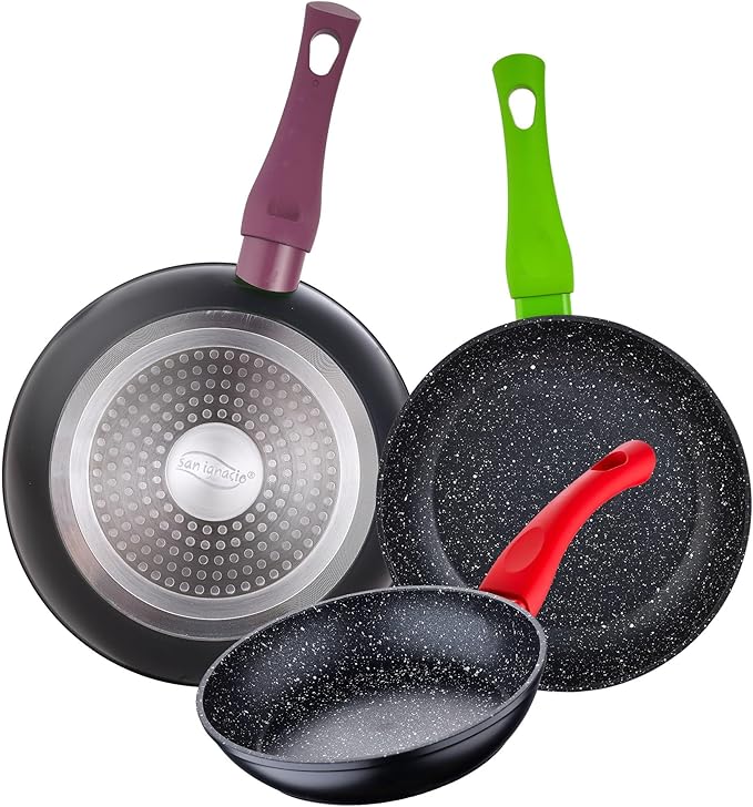 Kitchen Battery 7 Pieces SAN IGNACIO Faro Stainless Steel with pan Set (18/22/26 cm) SAN IGNACIO Jolie in Forged Aluminum
