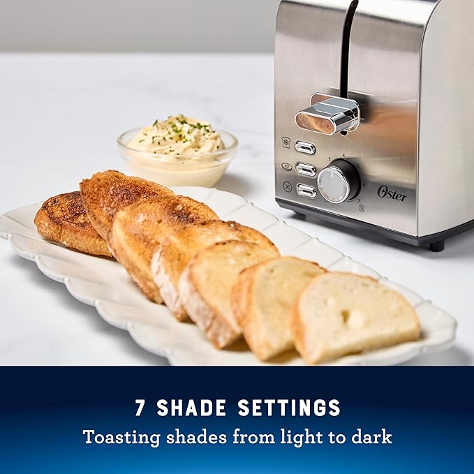 Oster 2-Slice Toaster with Extra Wide Slots Bagel Toaster Stainless Steel